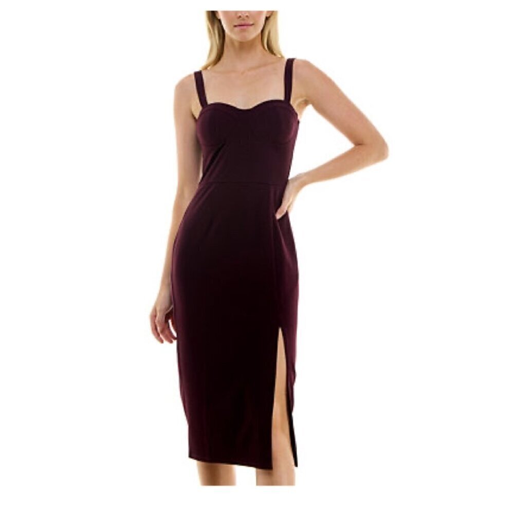 Trixxi Juniors' Womens Sweetheart-Neck Sleeveless Bodycon Dress Sz 1 in Red Wine